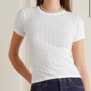 LESET White Pointelle Tee